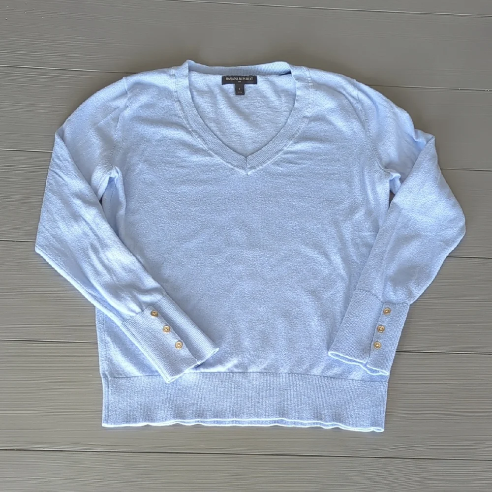 Banana Republic BR Women's V-Neck Light Baby Blue Sweater Size Small S